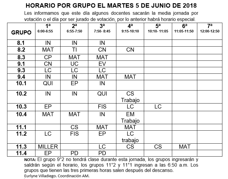 horarios 5 de junio horarios 5 de junio